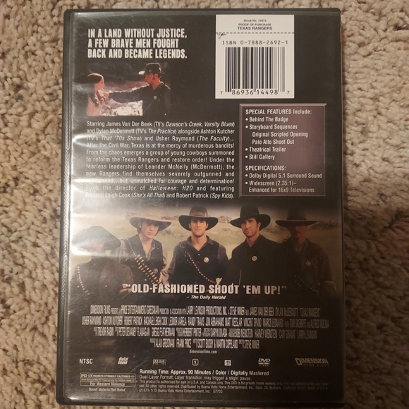 Texas Rangers (DVD, 2002) Pre-Owned Tested Working Great Condition Great Movie - Picture 2 of 2